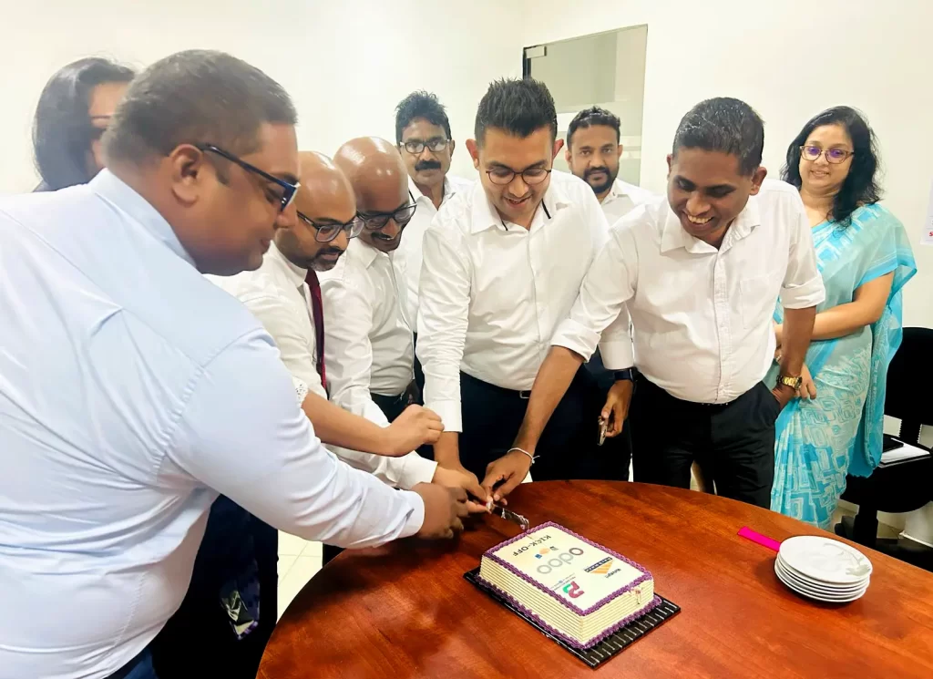 Manamperi Bathware Partners with PBSS Group representatives at the Odoo ERP project launch event.