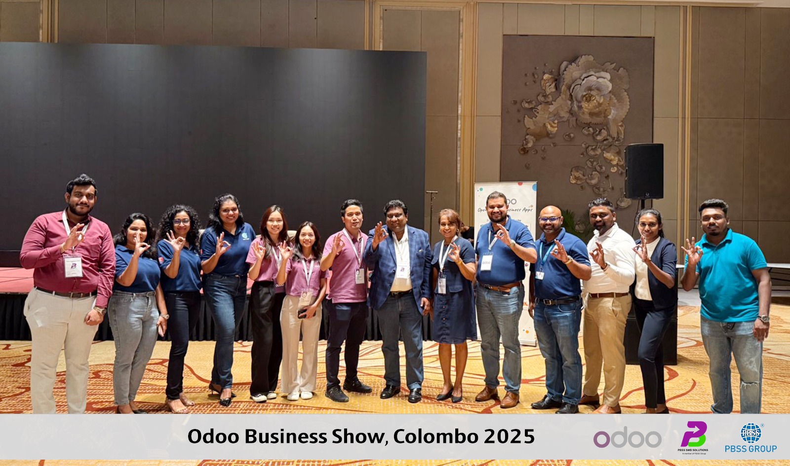 Understood! Given the event is already in the past, here are the Alt Text, Captions, Titles, and Descriptions for your web news, all in past tense: Alt Text Options (Choose one or vary slightly for different images): "PBSS Group booth at Odoo Business Show Colombo 2025 with attendees interacting.